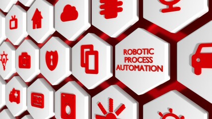 Robotic Process Automation RPA red hexagon concept