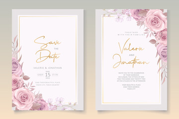Pink floral wedding card design