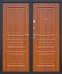 Model of entrance metal door isolated on white background