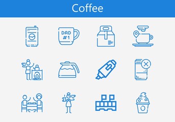 Premium set of coffee line icons. Simple coffee icon pack. Stroke vector illustration on a white background. Modern outline style icons collection of Coffee pot, Restaurant