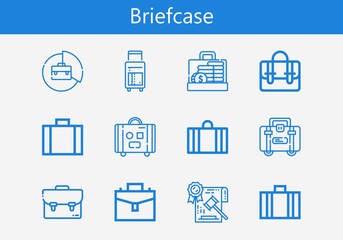 Premium set of briefcase line icons. Simple briefcase icon pack. Stroke vector illustration on a white background. Modern outline style icons collection of Law