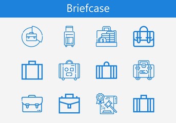 Premium set of briefcase line icons. Simple briefcase icon pack. Stroke vector illustration on a white background. Modern outline style icons collection of Law