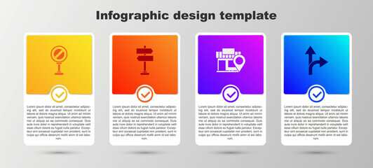 Set Stop sign, Road traffic, Location with store and . Business infographic template. Vector © Kostiantyn