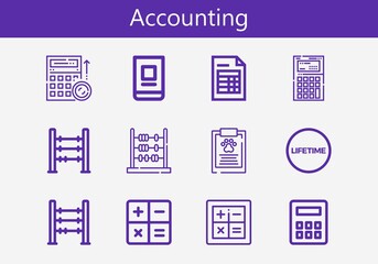 Premium set of accounting line icons. Simple accounting icon pack. Stroke vector illustration on a white background. Modern outline style icons collection of Lifetime