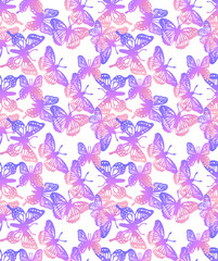 Abstract Butterfly Background on white background in vintage watercolor style.