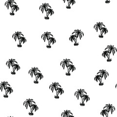 Black and white beach seamless pattern with palm trees. Exotic background.