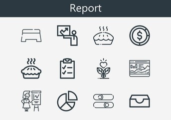 Premium set of report line icons. Simple report icon pack. Stroke vector illustration on a white background. Modern outline style icons collection of Sliders, Growth, Checklist