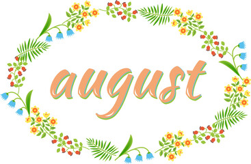 diary, calendar month august vector on a transparent background