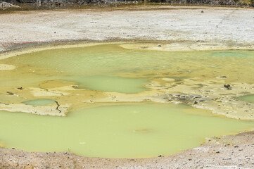 Turquoise Lake in Waiotapu thermal area in the New Zealand