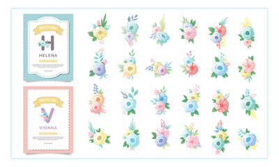 cute flower illustration design template