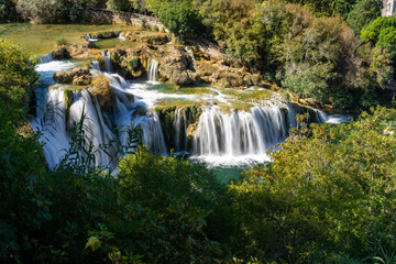 Krka national park, famous travel destination in Dalmatia of Croatia. Krka waterfalls in the Krka National Park in autumn, Croatia