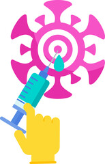 Syringe with dose of vaccine hits the center of the target.