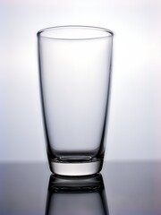 Empty Glass of water shape isolated in black and white background ,empty glass on a table	