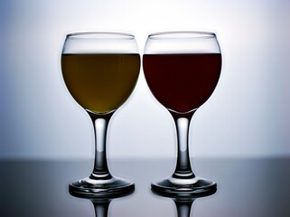 glass of wine isolated in black and white image ,full wine in glass on dark background ,different glass together ,glass of red wine