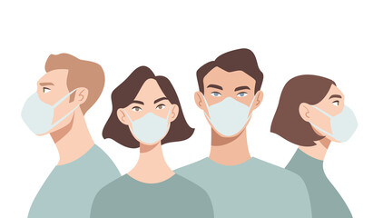 Doctors in a white medical face mask. People in respiratory. Concept of coronavirus quarantine.  - 420196146