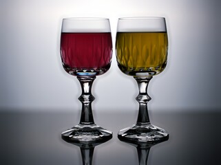 Glass of water isolated in black and white image for background ,glass of wine ,dinner ware ,glass of red wine	