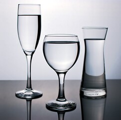 Glass of water isolated in black and white image for background ,glass of wine ,dinner ware