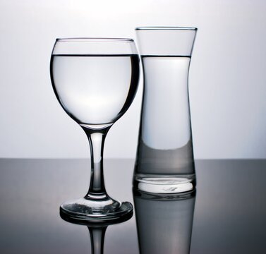 Glass of water isolated in black and white image for background ,glass of wine ,dinner ware ,glass with water