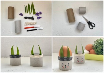 Kids craft instructions how to make a bunny out of recycling toilet paper roll,