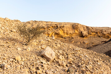 Fototapeta na wymiar 93 million years old rocks formations known as Jebels in Buhais area of Sharjah emirate, UAE