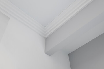 Detail of corner ceiling cornice with intricate crown moulding. © hiv360