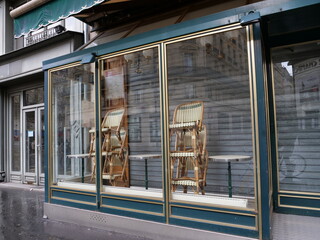 A restaurant closed due to the coronavirus pandemic. Paris, march 2021.
