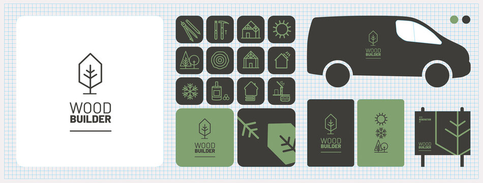 Logo constructeur maison bois, &eacute;co responsable, &eacute;cologique, autonome