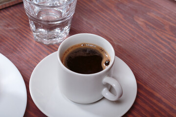 Cup of coffee on the table.