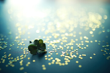 St. patrick's day background. Religious Christian Irish celebration. Four-leaf clover symbol of...