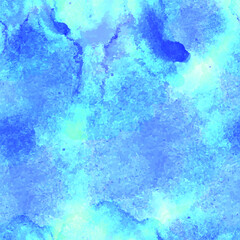 Vector Watercolor Background, Light Blue Color, Seamless Pattern Template, Paint Texture.
