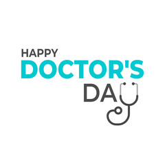 Happy Doctors Day greeting card and social media post design with stethoscope illustration isolated on white background