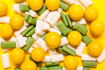 Tasty chewing gums as background