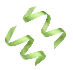 Fototapeta premium Beautiful green ribbons on white background