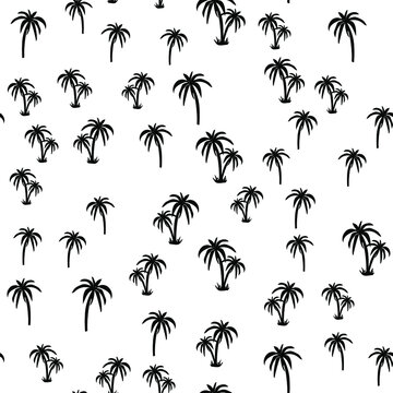 Black and white beach seamless pattern with palm trees for fabrics