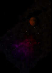 Obraz na płótnie Canvas Planets in a space against stars and nebula.