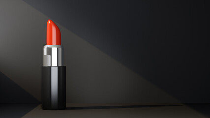 red lipstick on black background