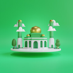 beautiful 3d illustration green mosque