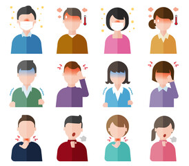 人物上半身アバター（患者・風邪症状）