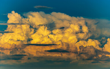 High detail thunderstorm clouds over a rural landscape 