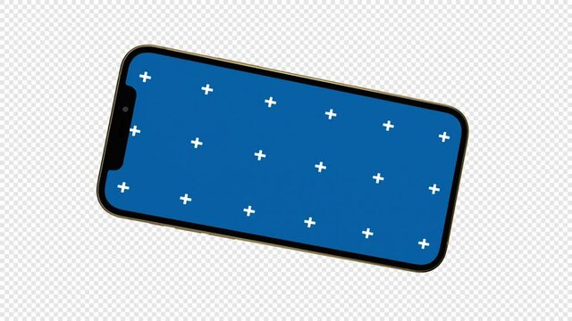 Animation a gold smartphone with an alpha channel. 3D rendering. Mock up for advertising your application or product.