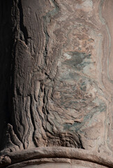 Texture and patterns of an ancient column in the Roman Forum, Rome