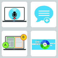 Vector illustration Set for Audio Recording, Add Message, AB testing and Agile Life Cycle EPS10