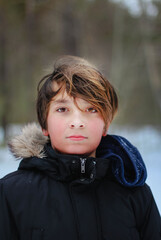 portrait of a child in winter