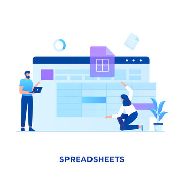 Spreadsheets illustration concept. Illustration for websites, landing pages, mobile applications, posters and banners.