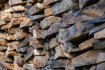 experimental stone brick fence for forest house