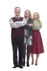 group of happy people standing in line. isolated on a white