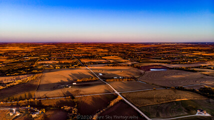 Sunset over rural landscape