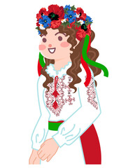 ウクライナの民族衣装を着ている女性