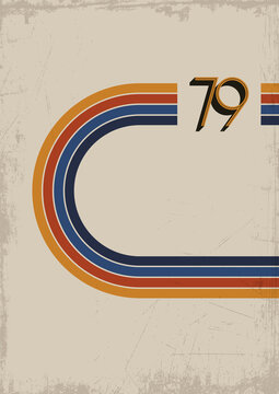 1979 Background, Vintage Sport Wear Style, Retro Color Lines, Grunge Texture 