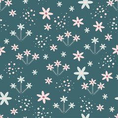 Seamless floral pattern. Scandinavian style texture for fabric, wrapping, textile, wallpaper, apparel. Vector illustration